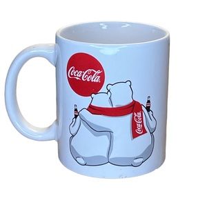 Vintage Coca-Cola Coke 2 Polar Bears White 10 oz Ceramic Coffee Mug